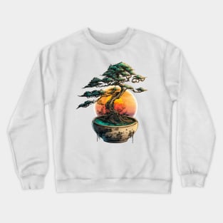 Bonsai World, Bonsai Tree, Sunset Crewneck Sweatshirt